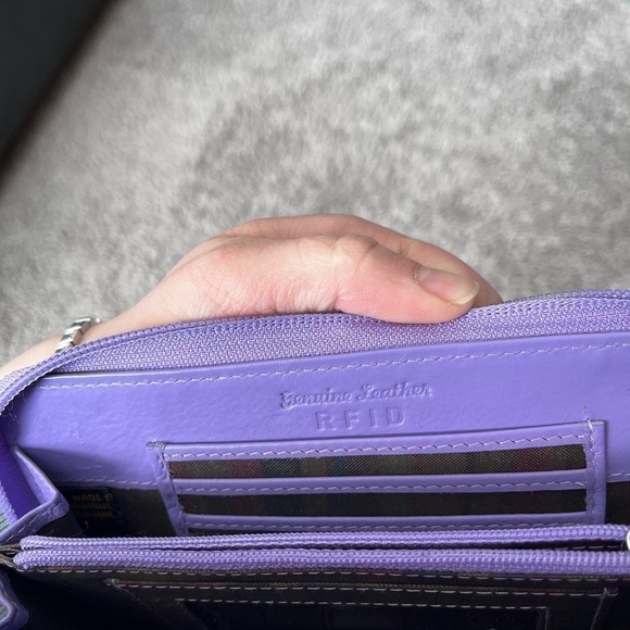 Hand painted mushroom purse fairycore mini genuine leather purple and yellow - Picture 6 of 6